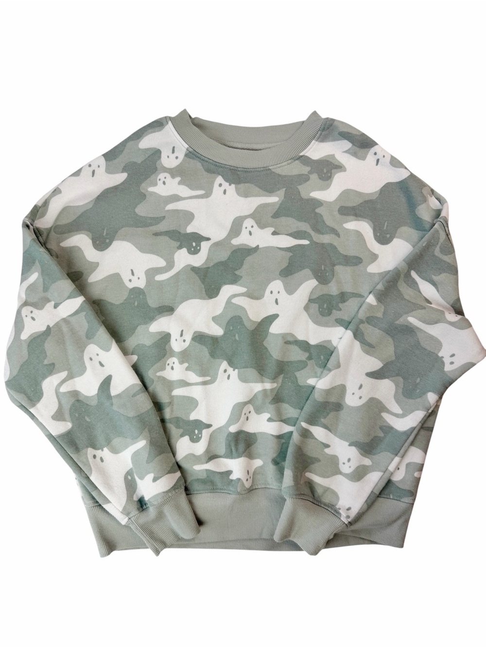 Mighty Fine Ghost Sage Green Crewneck Sweatshirt